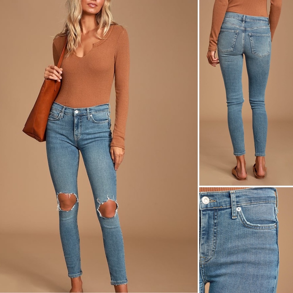 Free People Busted Knee High Waist Skinny Jeans 26